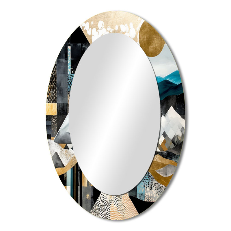 Miroir mural bleu sarcelle et géométrique Harmony, 36 po x 24 po