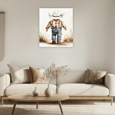 Art mural en toile sans cadre Cowboy Southwestern 24 po x 36 po