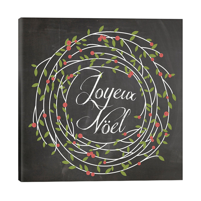 Christmas Chalk III (French) by Erin Clark - Print on Canvas, 45.72 cm H x 45.72 cm W x 1.91 cm D, Wrapped Canvas