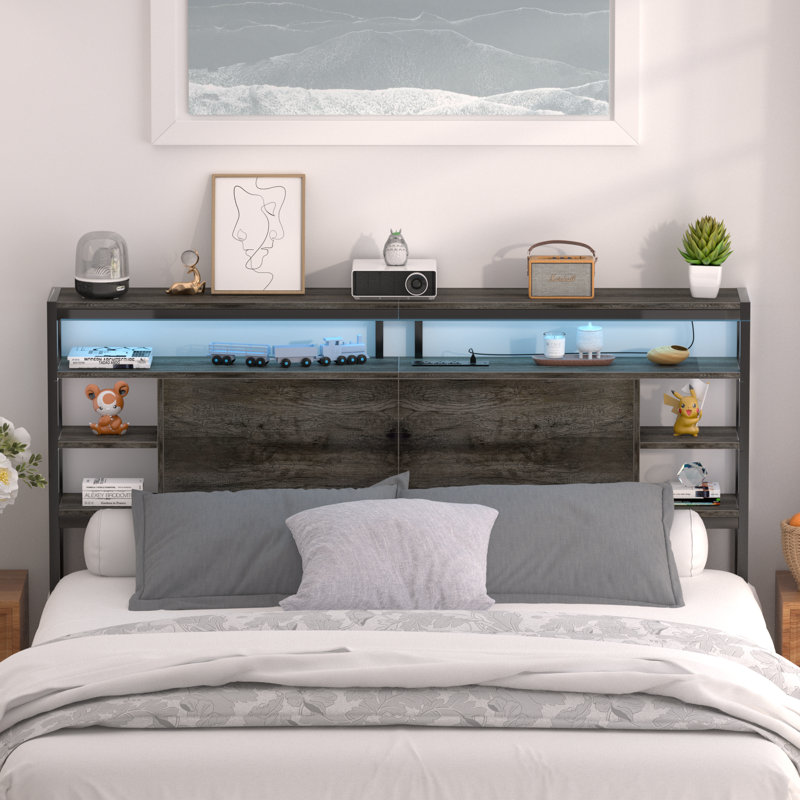 Tête de rangement avec lumières DEL et station de charge, Gris, Grand