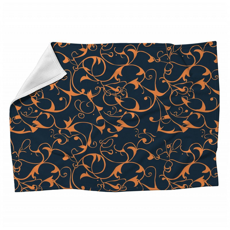 Leaf Pattern Art Machine Printed Throw Blanket, Throw