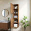 Armoire murale de 59 po de hauteur pour salle de bain, armoire de rangement étroite avec portes et tablettes, convient aux petits espaces, couleur grain de bois chêne brun