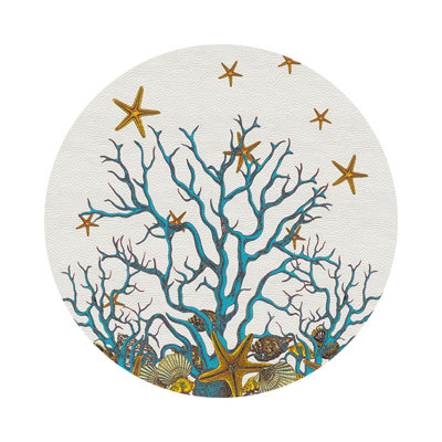 Coral Reef Vegan Leather Round Pebble Placemat