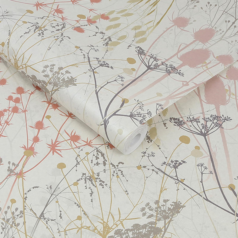 Clarissa Hulse Summer Border Floral Wallpaper, Beige/Green/Pink