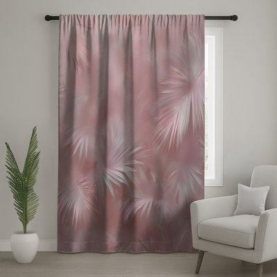 Pastel Palm Leaves Window Curtains, Palm Sheer & Blockout Curtains - 1 Panel
