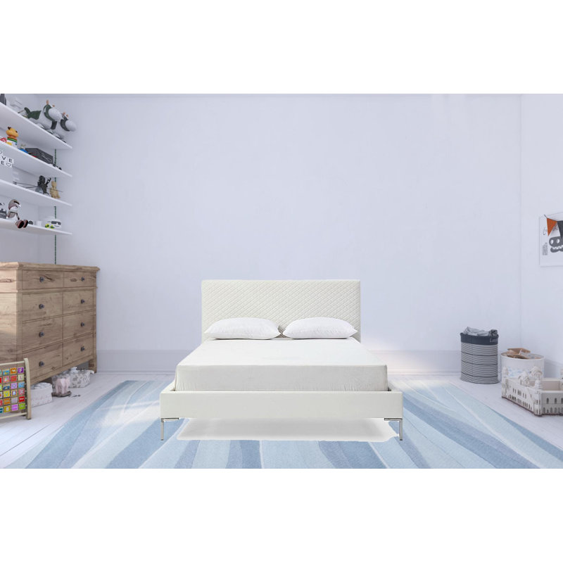 Structure de lit en similicuir Anghelache, Grand, Blanc