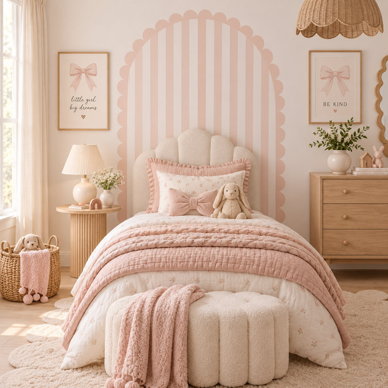 Adhésif décoratif 52 pouces de large rosé festonné rose, hauteur de 70 pouces, 52" W x 70" H, Blush Pink