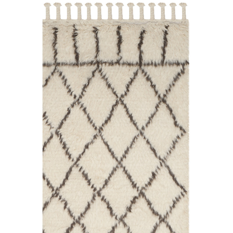 Tapis géométrique en laine / brun touffeté à la main Aderonke, Rectangle 6 pi x 9 pi
