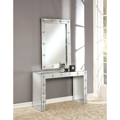 Hessa Mirrored & Faux Rhinestone Console Table (Assembled)