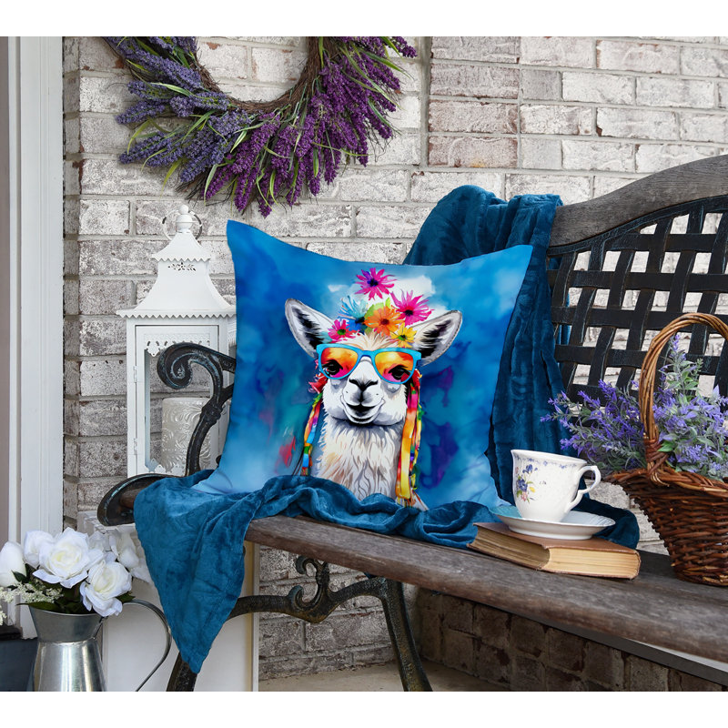 Hippie Animals Other/No Pattern Throw Pillow, 18"H x 18"W