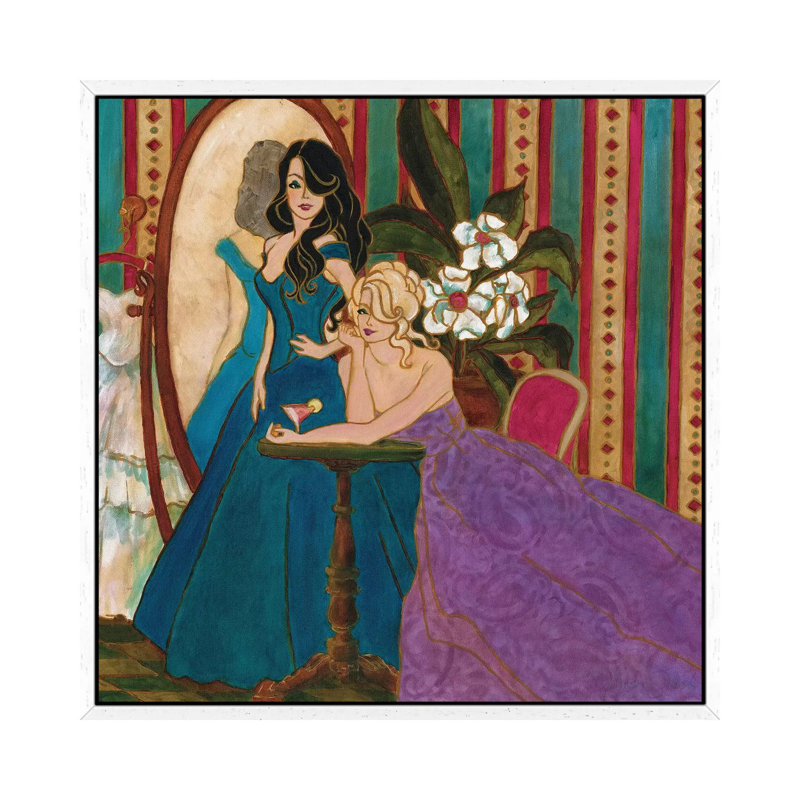 Divas At The Mirror by Malenda Trick - Floater Frame Gallery-Wrapped Canvas Giclée on Canvas, 66.04 cm H x 66.04 cm W, White