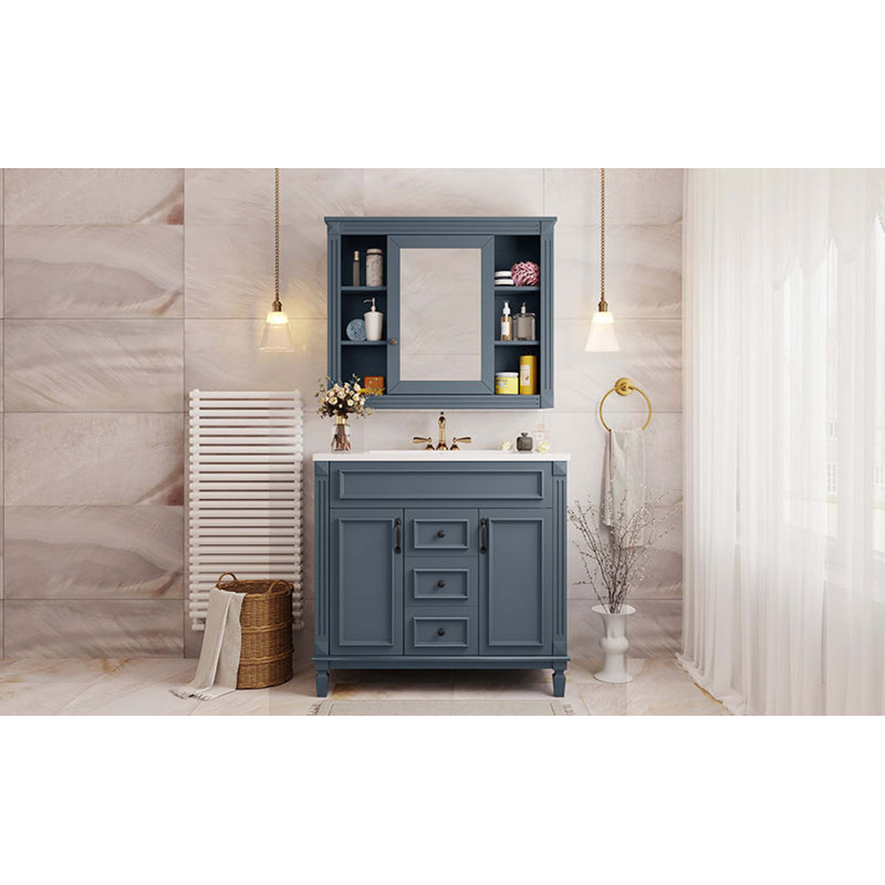 36'' Bathroom Vanity With Top Sink, Blue