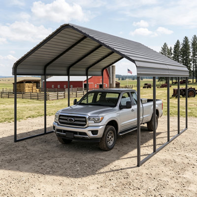 Abri d'auto en métal durable 10 x 20 pi robuste pour les voitures - Solution de grand abri de garage, abri de garage de voiture portable toutes saisons pour les voitures et housse de bateau pour la cour