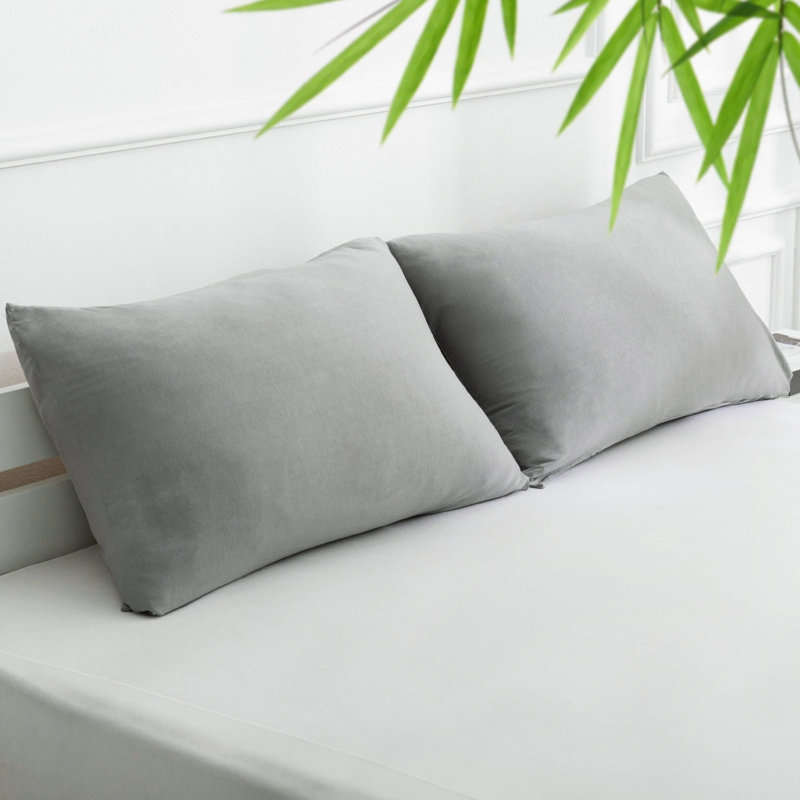Cooling Rayon From Bamboo Soft Comfortable Pillowcases, Gray, King Pillow Case