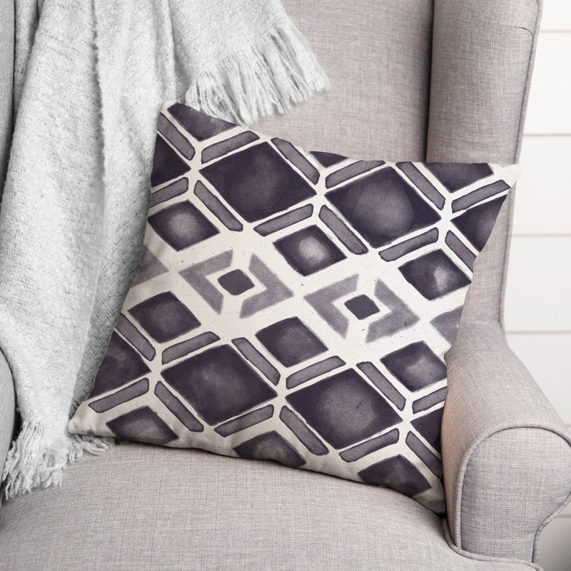 Geometric Outdoor Reversible Throw Pillow, Navy