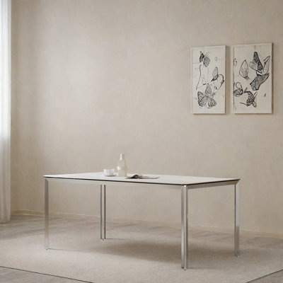 Stainless steel minimalist rectangular table
