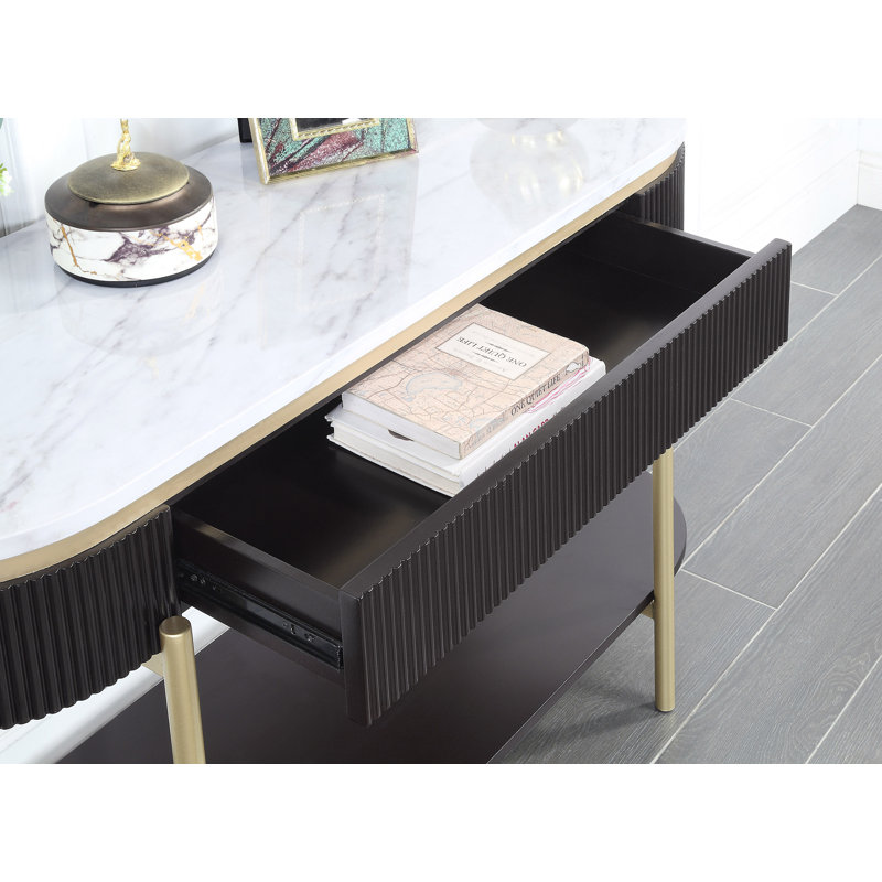 Console 47,75 po Bembry, Noyer foncé / or