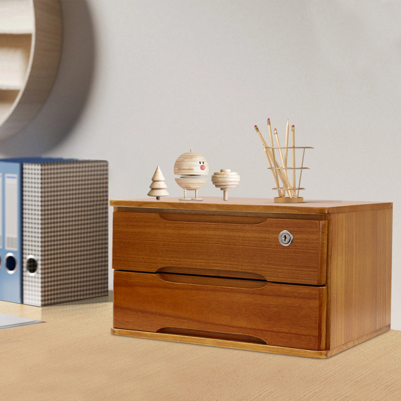 Keedie Solid Wood Desk Organizer, Yellow