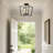 Square Wire Frame Semi-Flush Mount - 4-Light, E12 Candelabra Base, Matte Black
