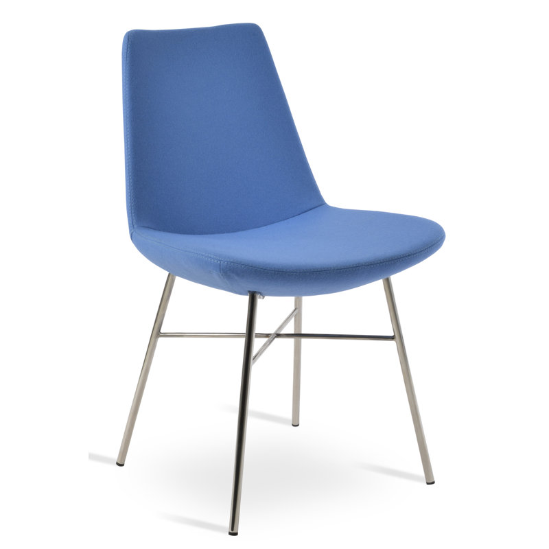 Chaise d'appoint Eiffel Cross, Laine bleu ciel Camira