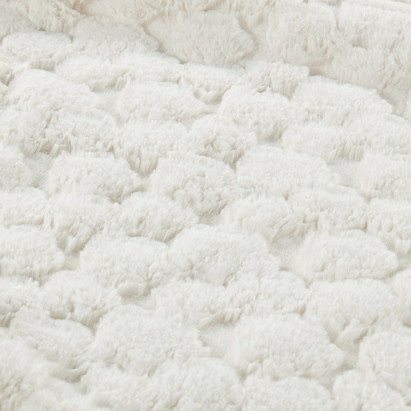 Jeté en fausse fourrure Cloud, Blanc, L 60 po x L 70 po