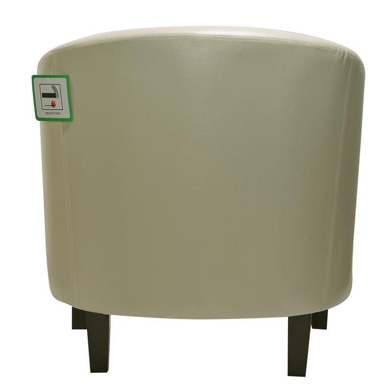 Isadora Faux Leather Barrel Chair, Cream
