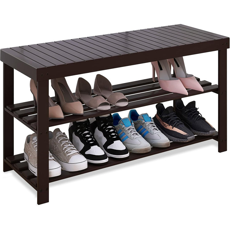 6 Pair Shoe Rack, Dark Brown