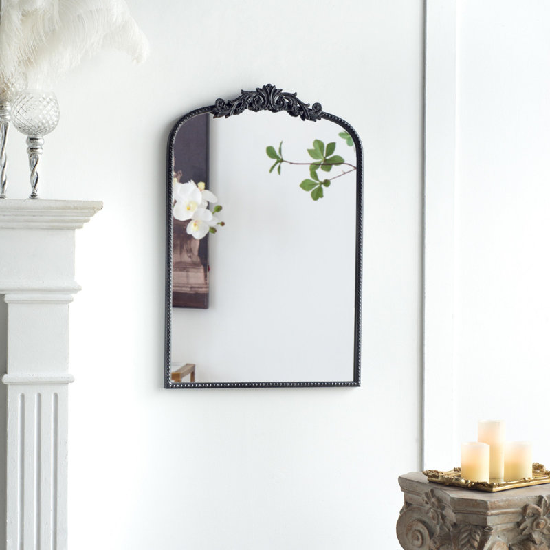 Miroir d'appoint d'inspiration baroque, Noir, 36 po x 24 po