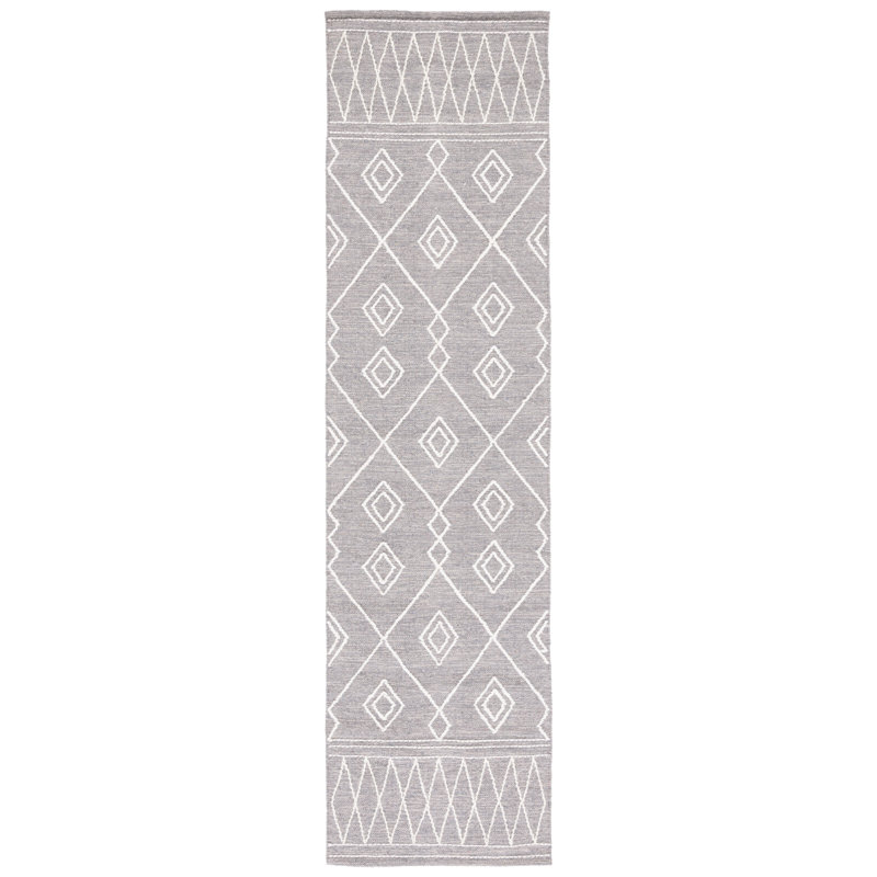 Holtby Southwestern Handmade Flatweave Gray/Ivory Area Rug, Runner 2'3" x 9'