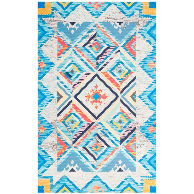 Tapis géométrique tissé à la main Sonakshi, Rectangle 2 pi 3 po x 4 pi