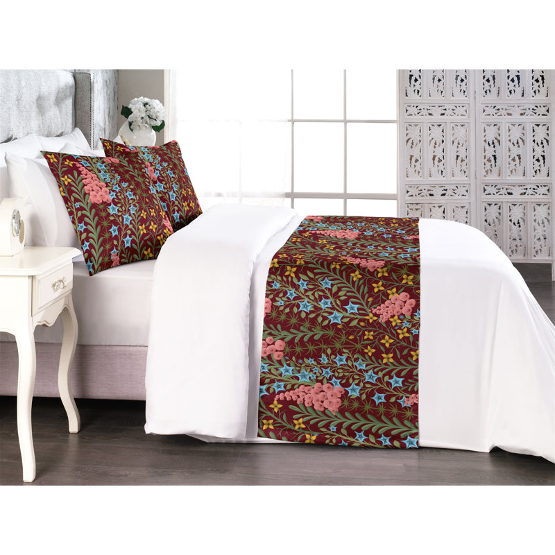 Ensemble de chemin de lit Ambesonne Floral Design Boho, Grand lit