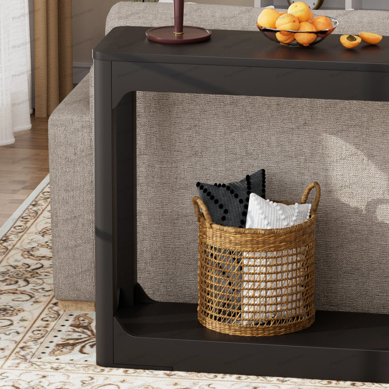 55.1-inch Curved-leg Storage Table, Black