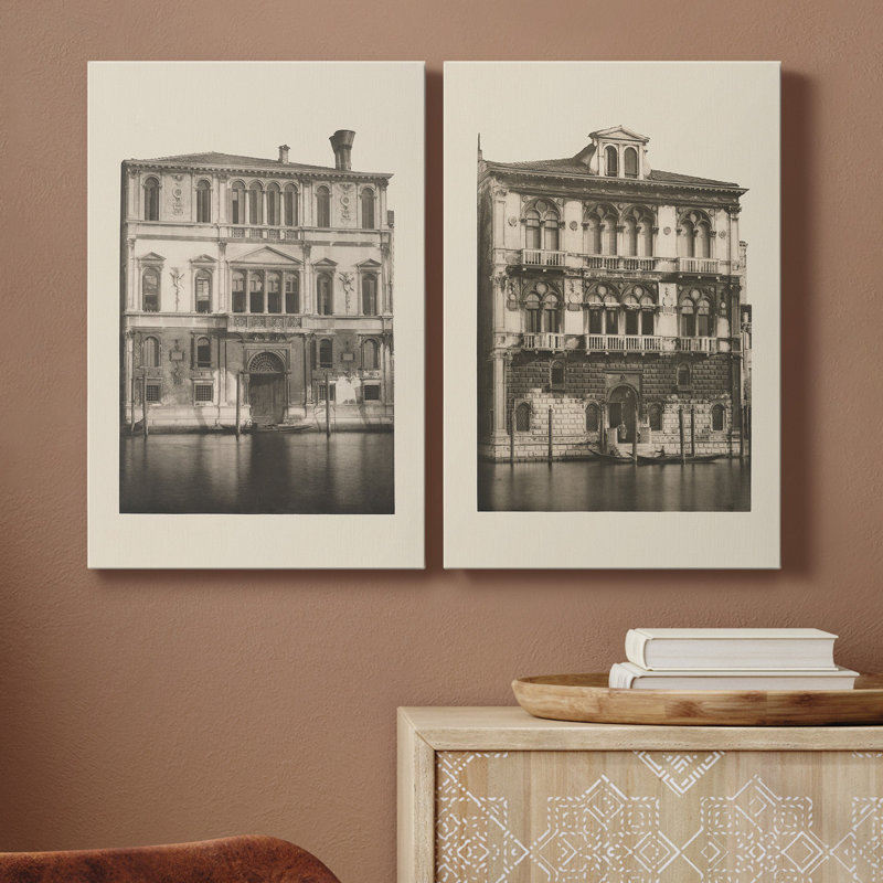Vue rétro de Venise I, toile tendue avec châssis de qualité supérieure - prête à être accrochée, H 12 po x l 16 po x P 1 po