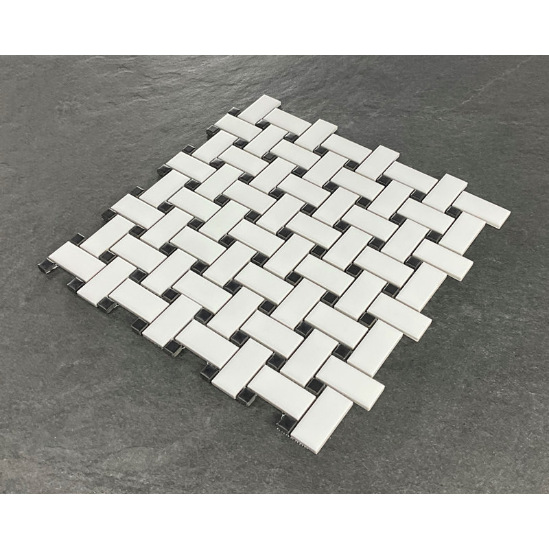 Carreau de mosaïque en porcelaine tressée 0,91 po x 1,89 po
