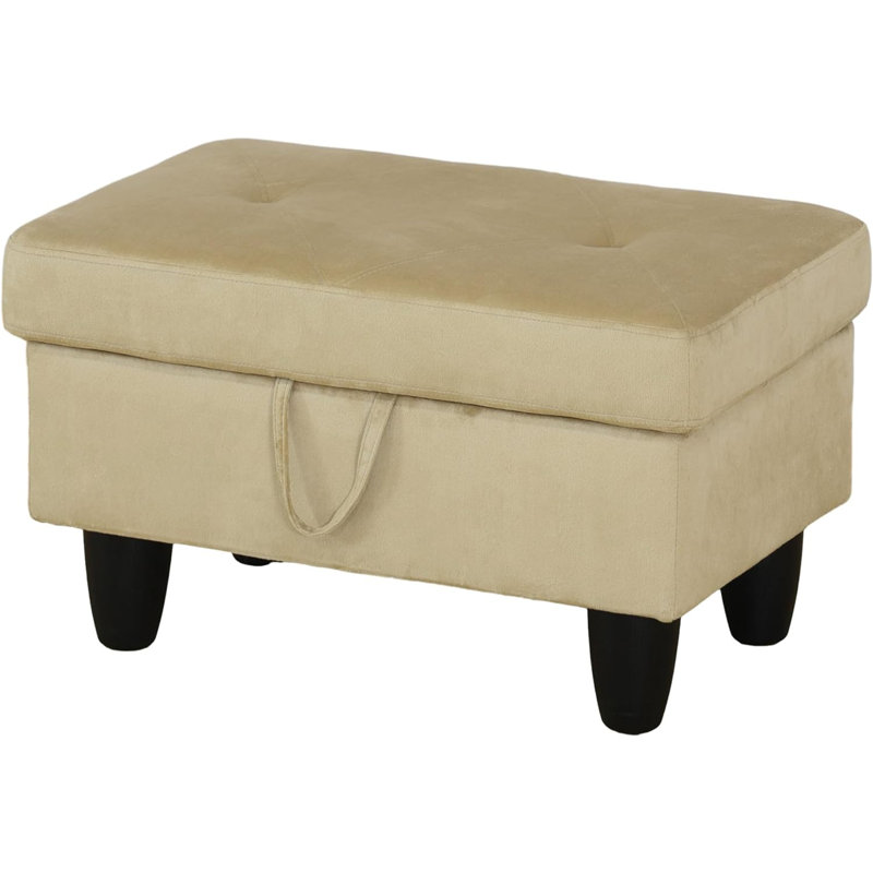Rehmaan Upholstered Storage Bench, Beige 100% Cotton