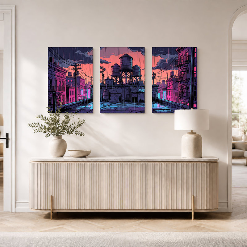 Ensemble d'art mural sur toile Rainy, H 24 po x l 16 po x 3 pièces