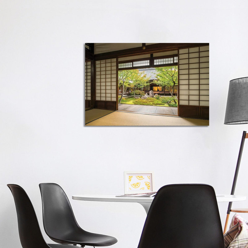 Traditional Japanese Tatami Room At The Kennin-Ji Temple, Gion, Kyoto by Jan Becke - Wrapped Canvas Print
