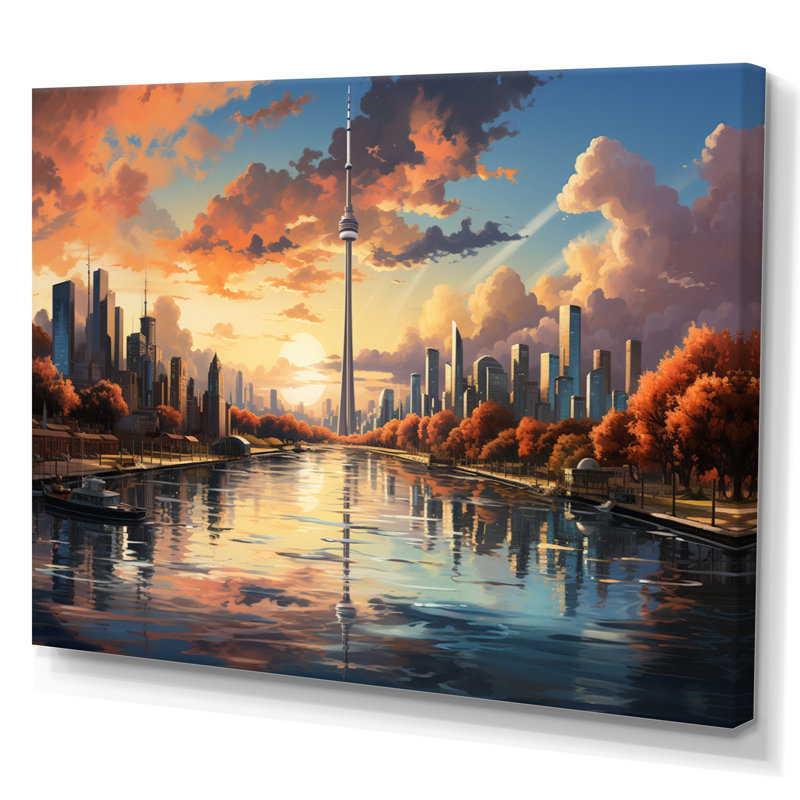 «The Canadian City From Water» sur toile, Toile tendue, H 34 po x l 44 po x P 1,5 po