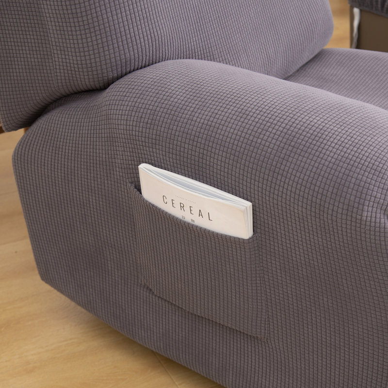 Housse pour fauteuil inclinable à coussins carrés/rectangulaires, Mélange de polyester gris
