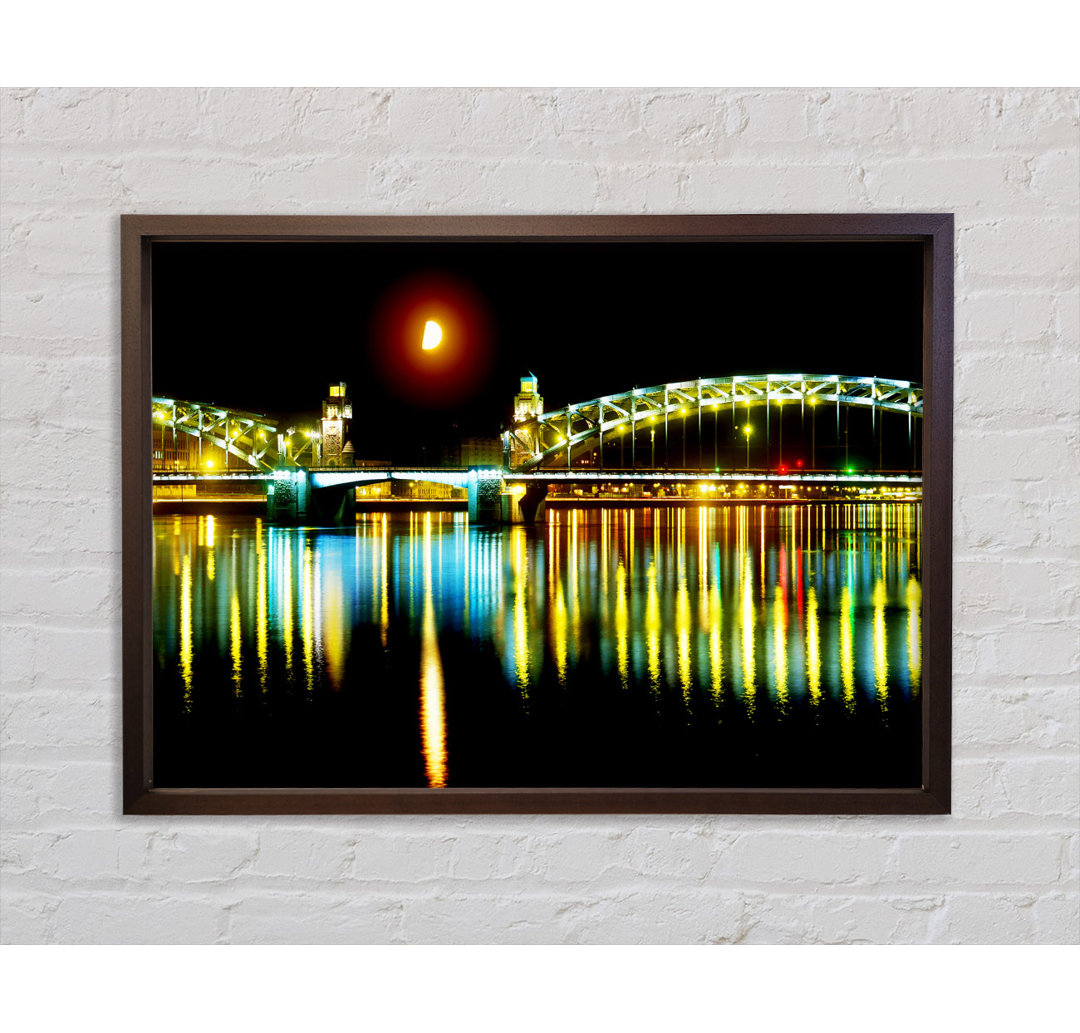 Twin Bridge Moonlight - Einzelner Bilderrahmen Kunstdrucke auf Leinwand