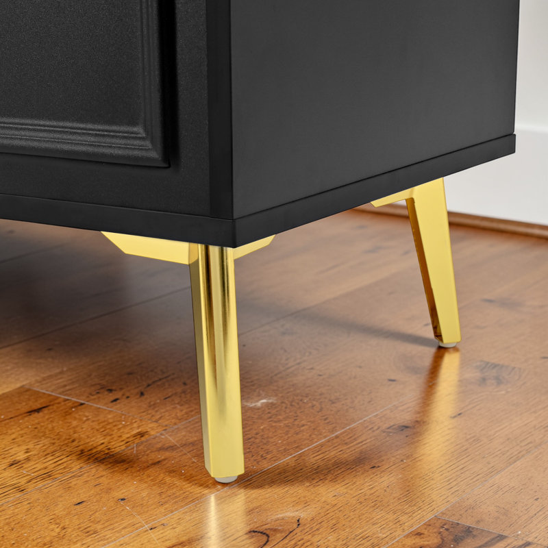 Buffet 47 portes à 4 portes avec tiroirs et tablettes réglables, Noir