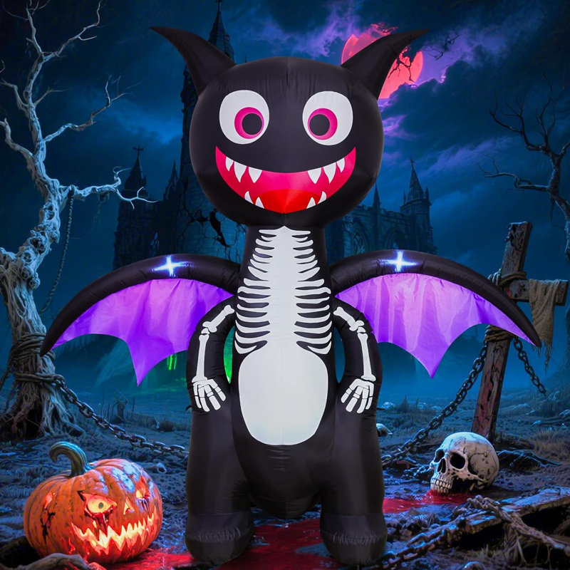 Décoration de jardin d'Halloween gonflable géante d'Halloween pour jardin 6,8 pi avec lumières DEL