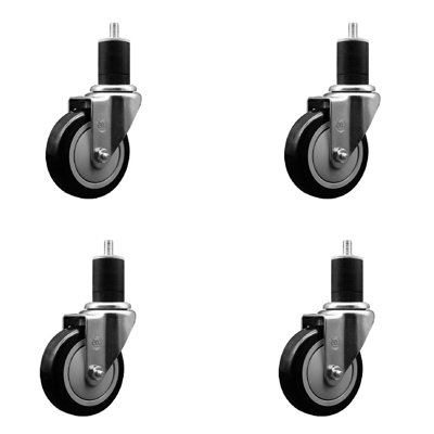 Poly Wheel Swivel Expanding Stem Caster Set SCC NB 4" x 1-3/4"