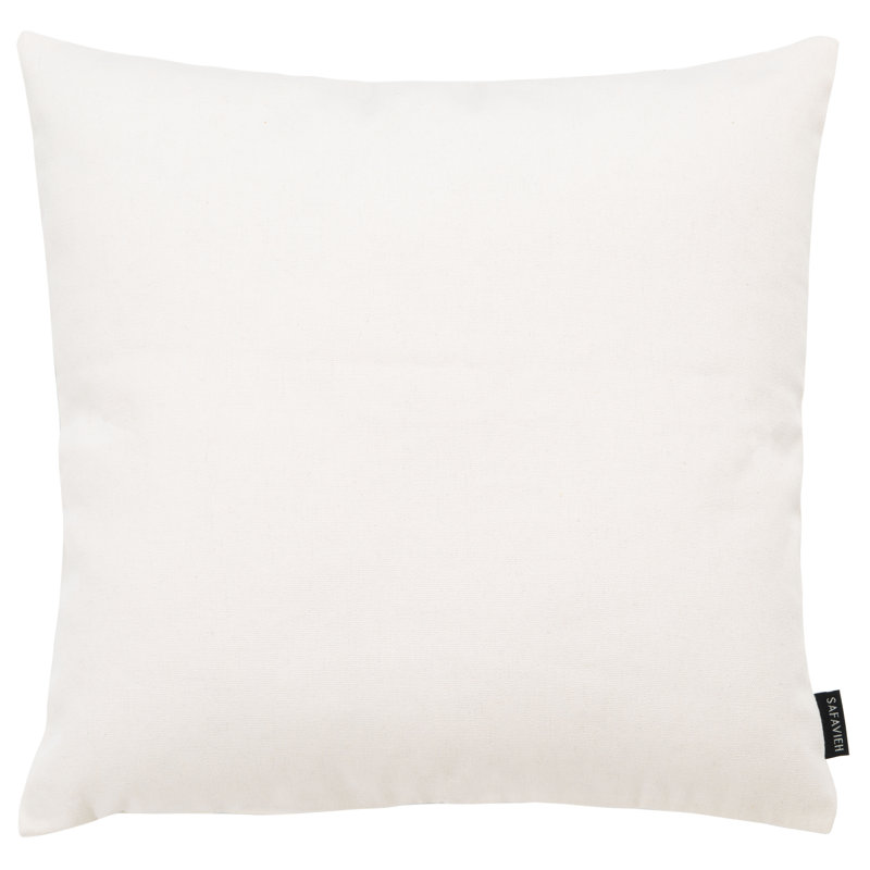 Blue and White Embroidered Cotton Square Throw Pillow