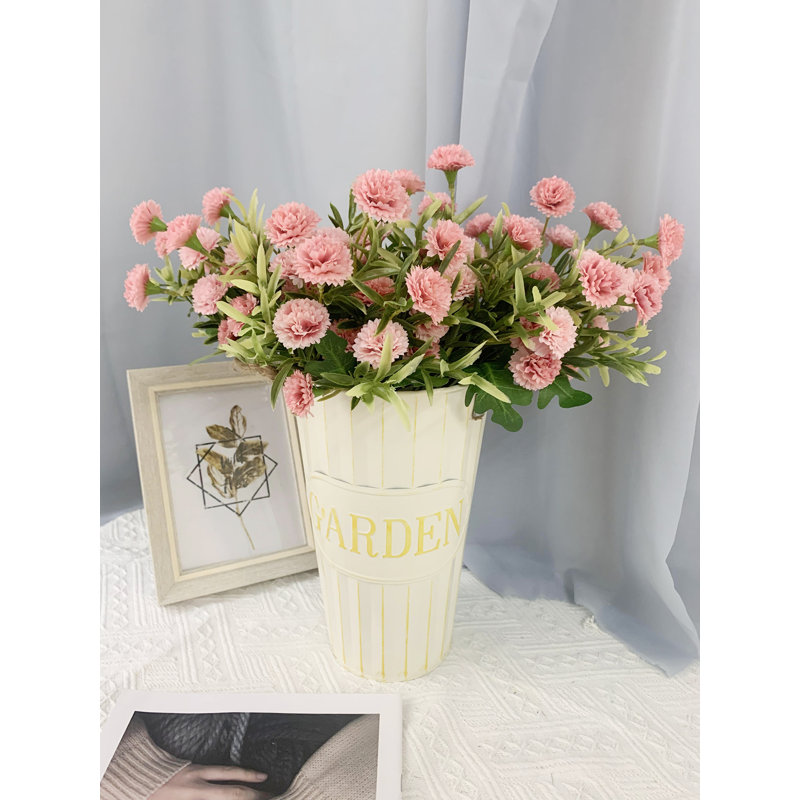 4 bouquets de petites fleurs artificielles avec œillets et fleurs d'œillets en soie pour l'extérieur, Rose
