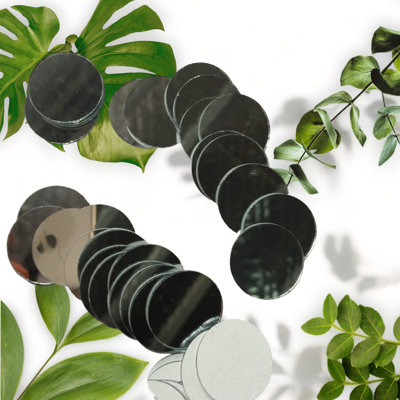 100-Piece Small Round Glass Mirror Mosaic Tiles
