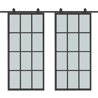72'' x 84'' Glass without Installation Hardware Kit Barn Door