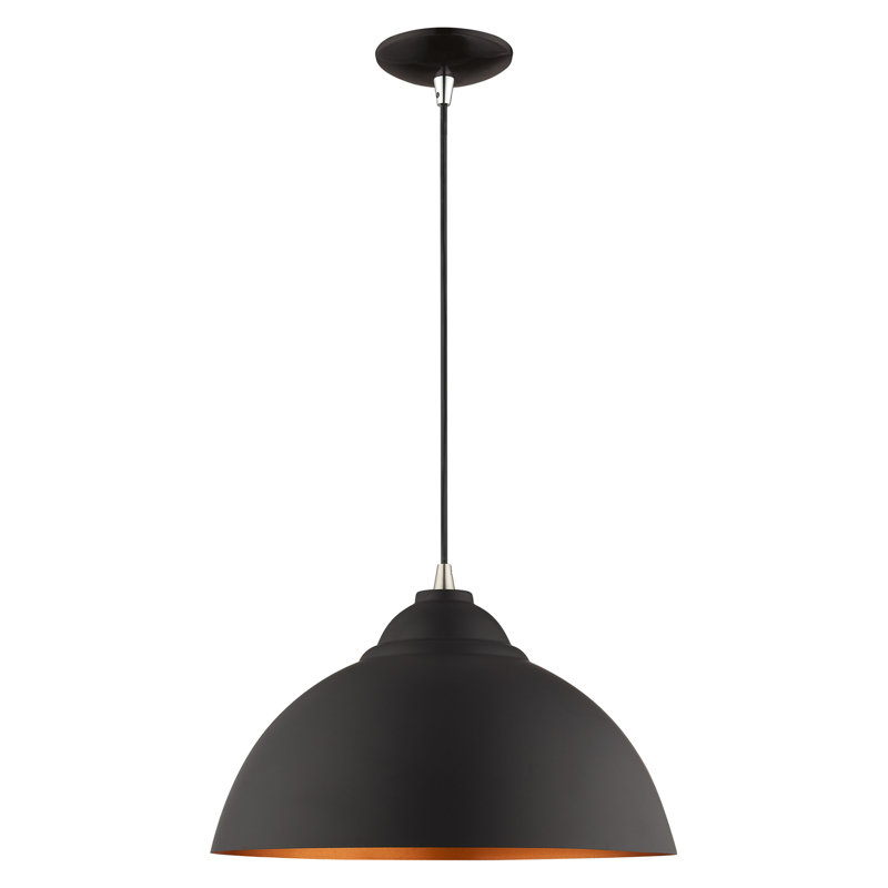 Luminaire suspendu en forme de dôme à 1 lumière Alysen, Noir