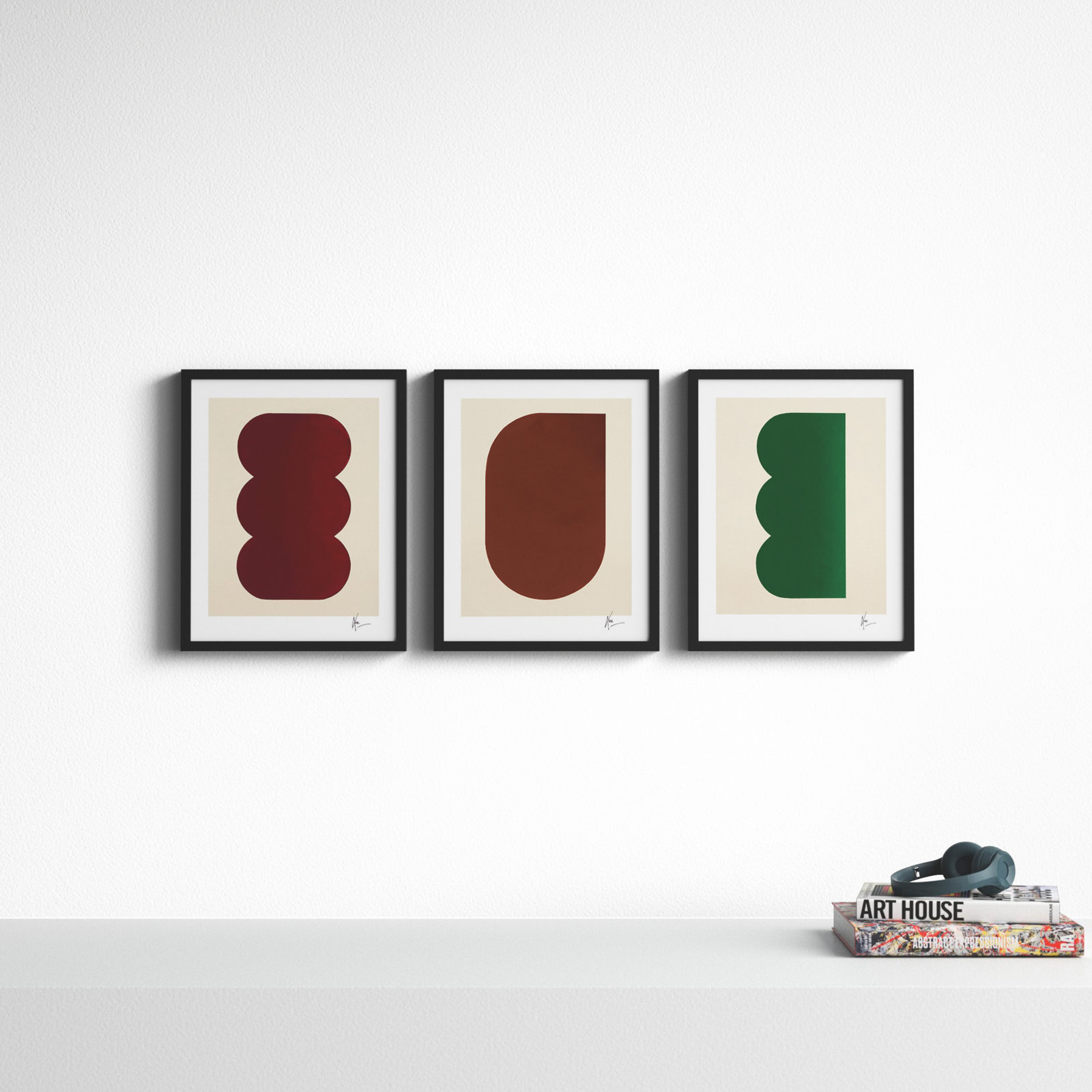 Keyhole "Keyhole" 3-Piece Painting Set, Black Framed, 20" H x 16" W x 1.25" D
