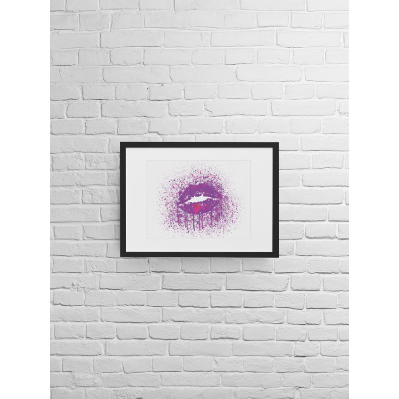 Purple Splatter Lips - Single Picture Frame Print